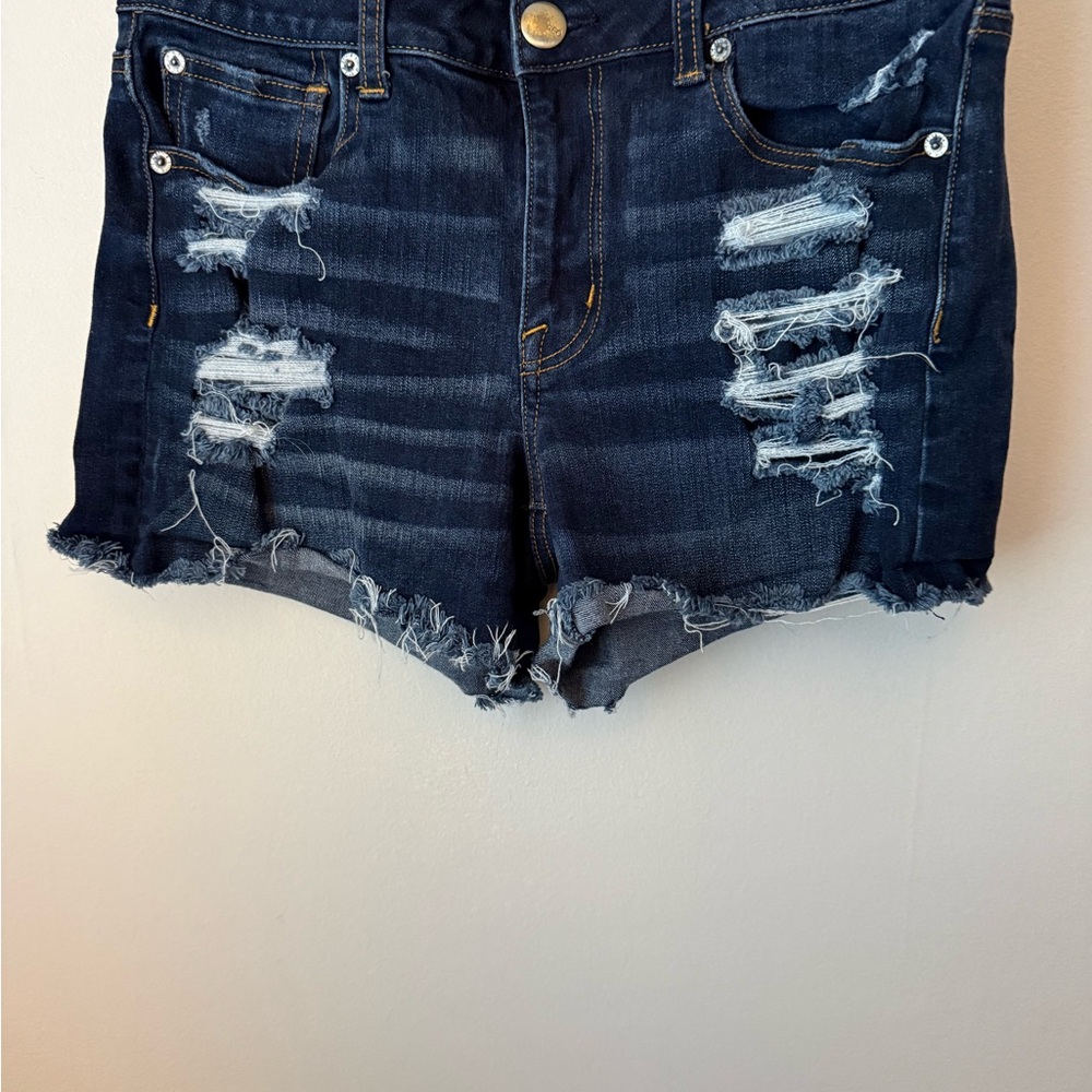 American Eagle Outfitters Blue Distressed Jean Shorts